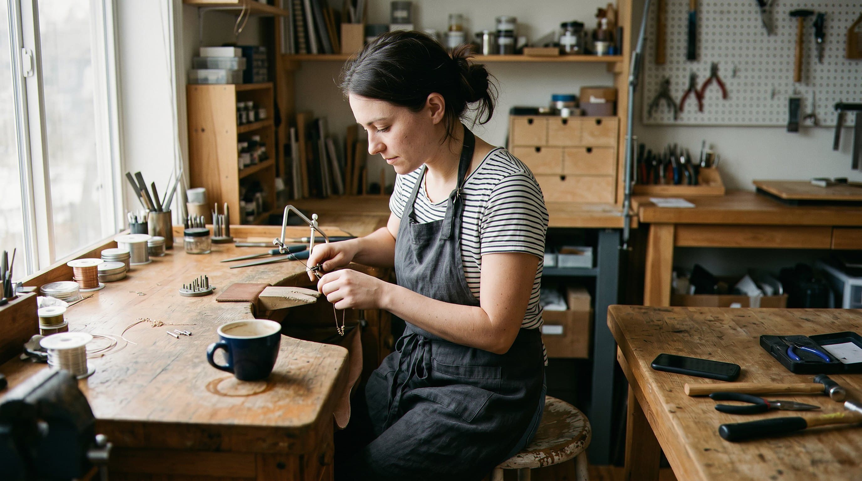 Worker focused at desk without distractions.